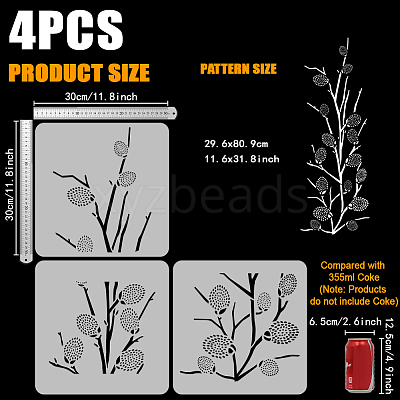 3Pcs 3 Styles PET Hollow Out Drawing Painting Stencils DIY-WH0394-0321-1