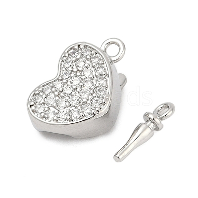 Brass Micro Pave Clear Cubic Zirconia Box Clasps KK-P291-44P-1