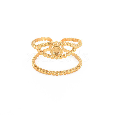 Ion Plating(IP) 304 Stainless Steel Open Pad Ring Cabochon Settings X-STAS-S119-157G-1