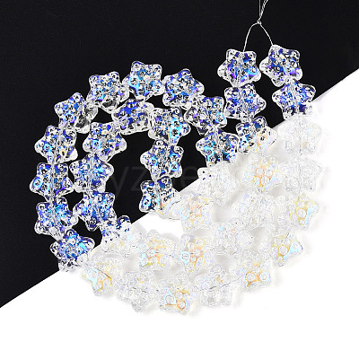 Electroplate Transparent Glass Beads Strands EGLA-N020-02-1
