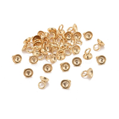 201 Stainless Steel Bead Cap Pendant Bails STAS-L244-27C-G-1