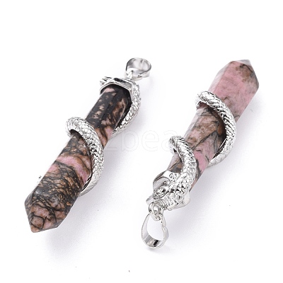 Natural Rhodonite Big Pointed Pendants G-F696-B04-1