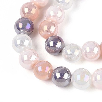 Electroplate Glass Beads Strands X-EGLA-N019-10mm-01-1