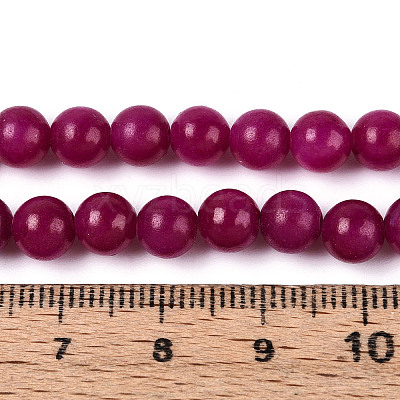 Dyed Natural Mashan Jade Round Beads Strands G-T139-6mm-67D-1