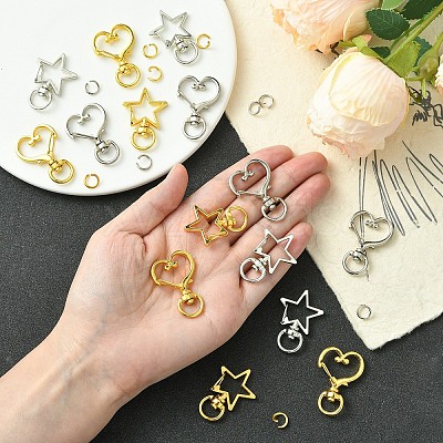20Pcs 4 Styles Heart/Star Alloy Swivel Clasps FIND-YW0005-60-1