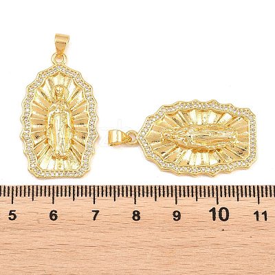 Brass Micro Pave Clear Cubic Zirconia Pendants KK-P353-19G-03-1