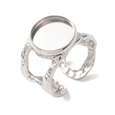 Hammered 304 Stainless Steel Cuff Ring Components SA-CBAC0DF-02C-P-1