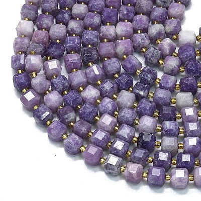 Natural Lepidolite/Purple Mica Stone Beads Strands G-K389-A32-01-1