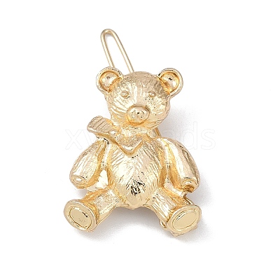 Bear Alloy Hair Barrettes AJEW-A056-03A-G-1