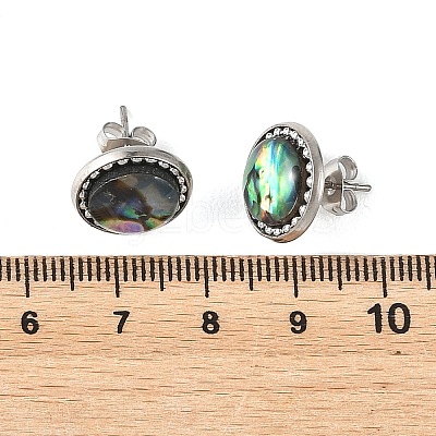 Paua Shell & Brass Stud Earrings for Women EJEW-JE07472-02-1