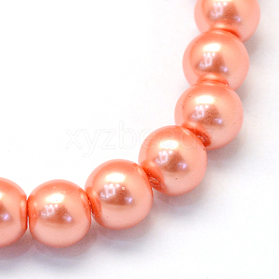 Baking Paint Pearlized Glass Pearl Round Bead Strands HY-Q330-8mm-77-1