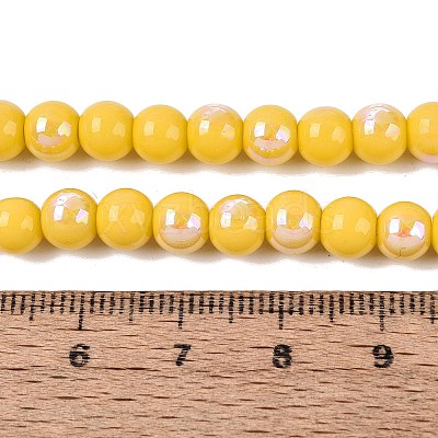 Electroplate Opaque Glass Beads Strands EGLA-Q132-6MM-01C-10-1