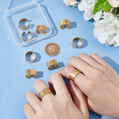 10Pcs 5 Styles 304 Stainless Steel Open Cuff Ring Components STAS-UN0054-83G-1