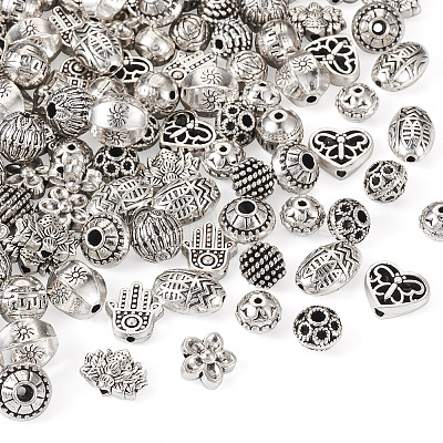 120Pcs 12 Styles Tibetan Style Alloy Beads FIND-TA0002-75-1