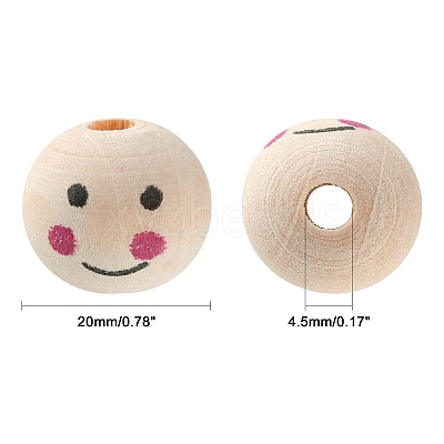 Printed Natural Wood European Beads LS-WOOD-T019-13B-01-1