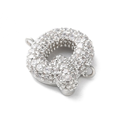 Brass Micro Pave Cubic Zirconia Letter Links KK-I717-04Q-P-1