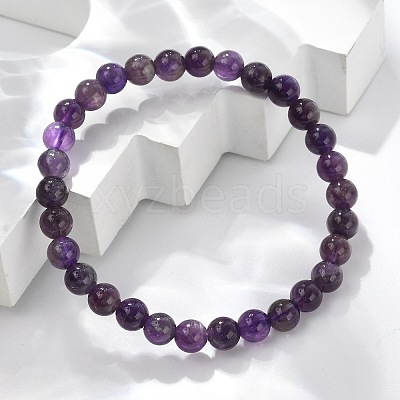 Natural Amethyst Beaded Stretch Bracelets X-BJEW-D446-B-47-1