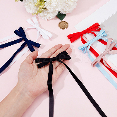 Big Bowknot Polyester Alligator Hair Clips AJEW-CP0008-39C-1