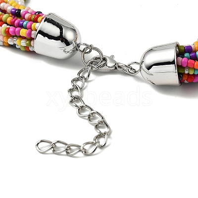 Bohemia Style Glass Seed Bead Multi-strand Necklaces NJEW-H063-01P-01-1