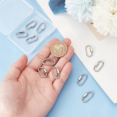 10Pcs 304 Stainless Steel Screw Carabiner Lock Charms STAS-UN0058-40P-1