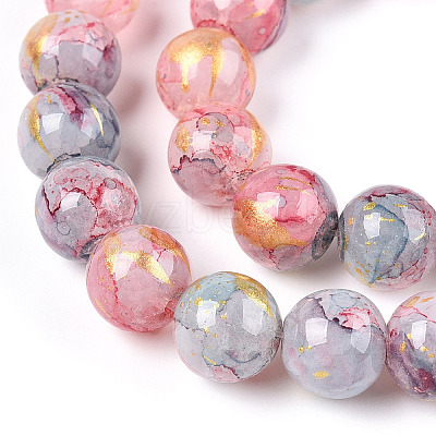 Baking Paint Crackle Glass Bead Strands X-DGLA-R053-05K-A-1