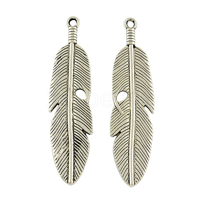 Tibetan Style Alloy Feather Big Pendants LS-TIBEP-A12720-P-RS-1