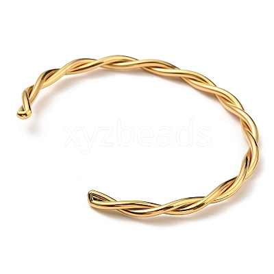 Ion Plating(IP) 304 Stainless Steel Twisted Rope Cuff Bangles BJEW-P296-01G-1