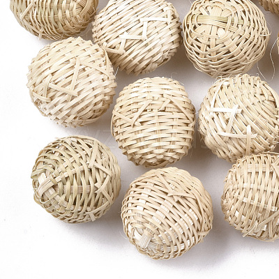 Handmade Reed Cane/Rattan Woven Beads WOVE-T006-106-1