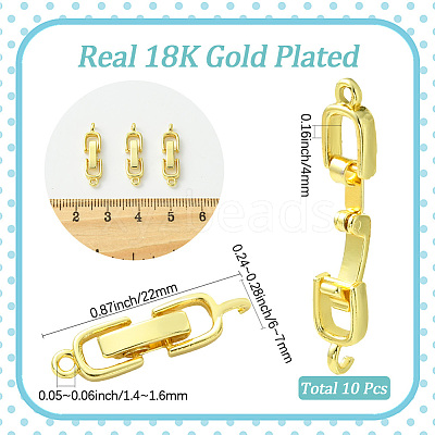10Pcs Rack Plating Brass Fold Over Clasps KK-SC0006-67G-1