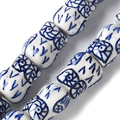 Handmade Blue and White Porcelain Ceramic Beads Strands PORC-L018-03A-1