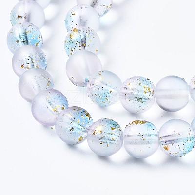 Frosted Spray Painted Glass Beads Strands X-GLAA-N035-03C-C07-1