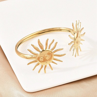 304 Stainless Steel Cuff Bangles for Women BJEW-A147-01B-G-1