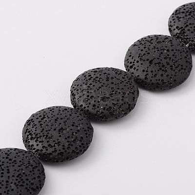 Lentil Synthetic Lava Rock Beads Strands G-N0100-18-1