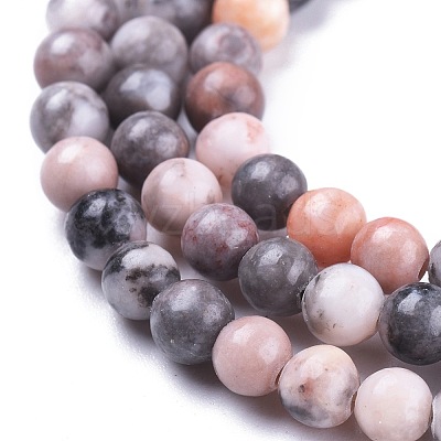 Natural Pink Zebra Jasper Beads Strands G-K410-04-4mm-1