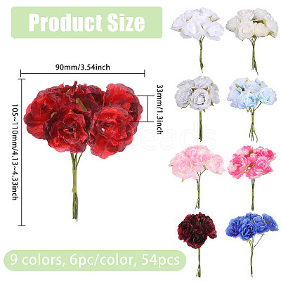 9Pcs 9 Colors Silk Cloth Artificial Flower AJEW-CA0005-10-1