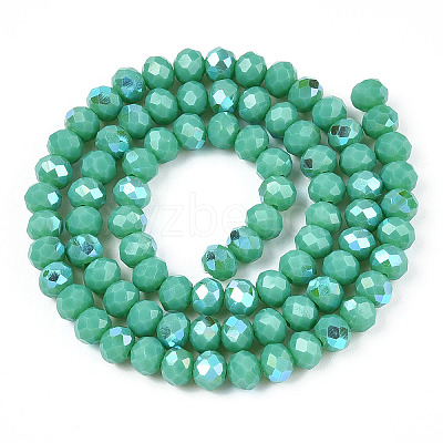 Electroplate Opaque Solid Color Glass Beads Strands EGLA-A034-P6mm-L25-1