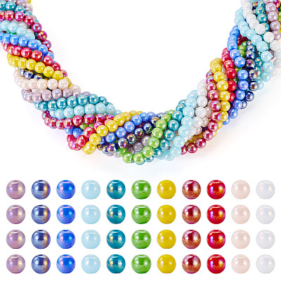 11Strands 11 Colors Electroplate Opaque Glass Beads Strands GLAA-TA0004-34-1