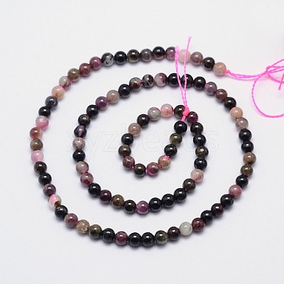 Natural Tourmaline Round Bead Strands LS-G-I162-01-4mm-1