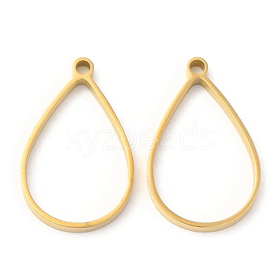 304 Stainless Steel Open Back Bezel Teardrop Pendants STAS-Z040-11B-G-1