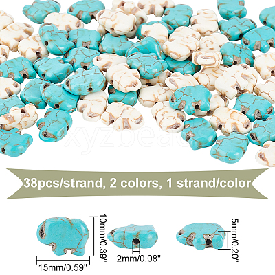 2 Strands 2 Colors Synthetic Turquoise Beads Strands G-AR0004-75-1