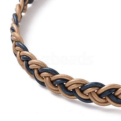 Cowhide Leather Braided Twist Rope Choker Necklace with Brass Clasp for Women NJEW-JN04167-1
