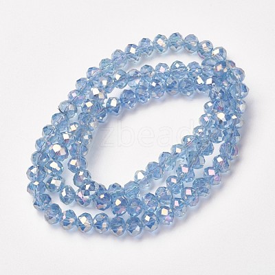 Electroplate Transparent Glass Beads Strands EGLA-A034-T6mm-T07-1