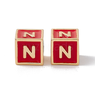 Rack Plating Brass Enamel Beads KK-B060-04G-03N-1