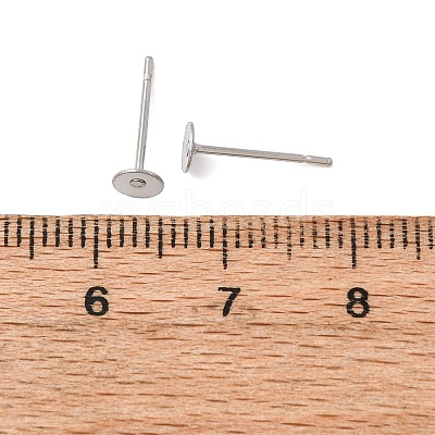 Tarnish Resistant 304 Stainless Steel Flat Round Blank Peg Stud Earring Findings STAS-S028-23-1
