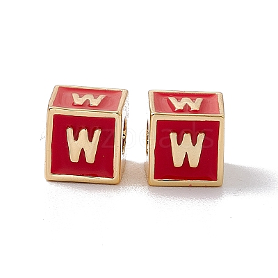 Rack Plating Brass Enamel Beads KK-B060-04G-03W-1
