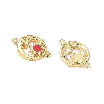 Brass Red Enamel Links KK-L256-19G-1