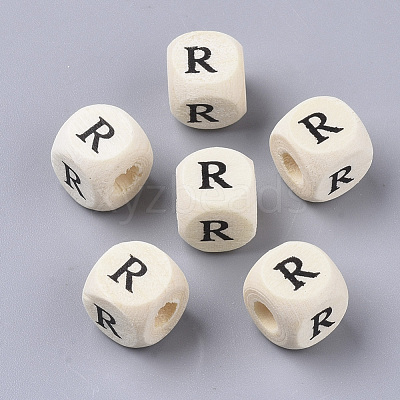 Printed Natural Wood Beads X-WOOD-T026-001R-1