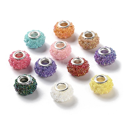 AB Color Resin Rose Flower European Beads RESI-M001-05-1
