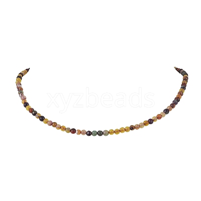 Faceted Round Natural Agate(Dyed & Heated) Beaded Necklaces for Women NJEW-JN04659-01-1