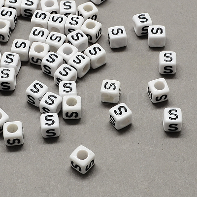 Large Hole Acrylic Letter European Beads SACR-Q103-6mm-01S-1